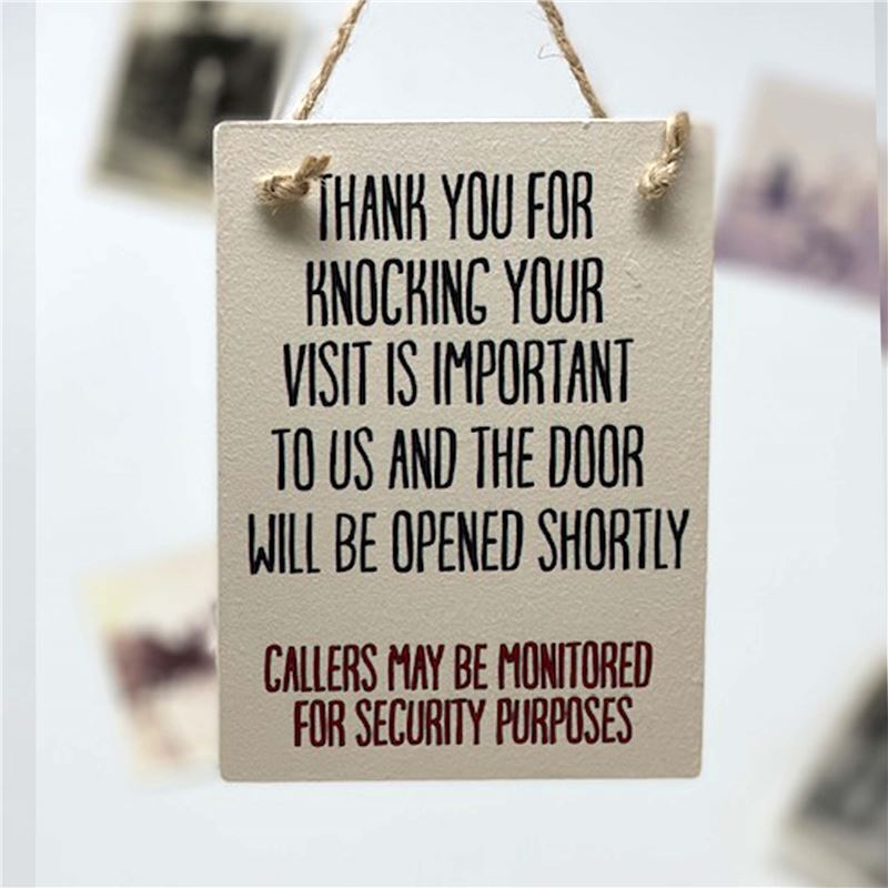 Order Wooden Hanging Sign - Thank You For Knocking (Etchings)