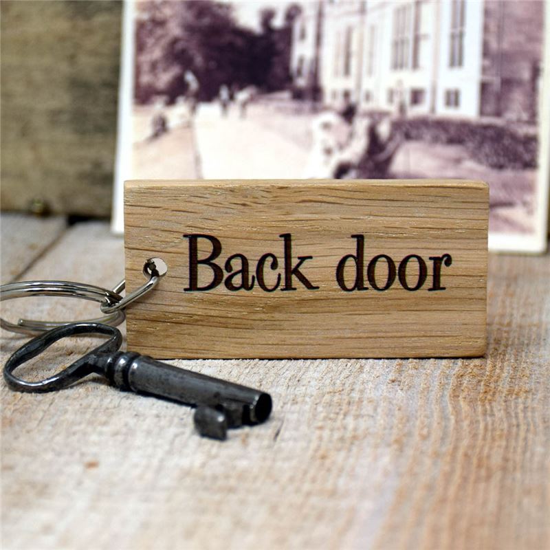 Order  Solid Oak Back Door Key Ring
