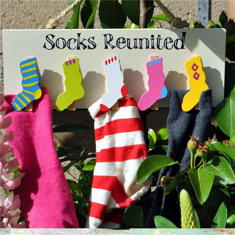 Order Socks Reunited - hand painted wooden peg board