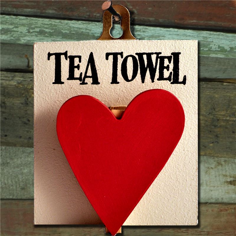 Order Hand Painted Wooden Heart Peg: Tea Towel Red Heart