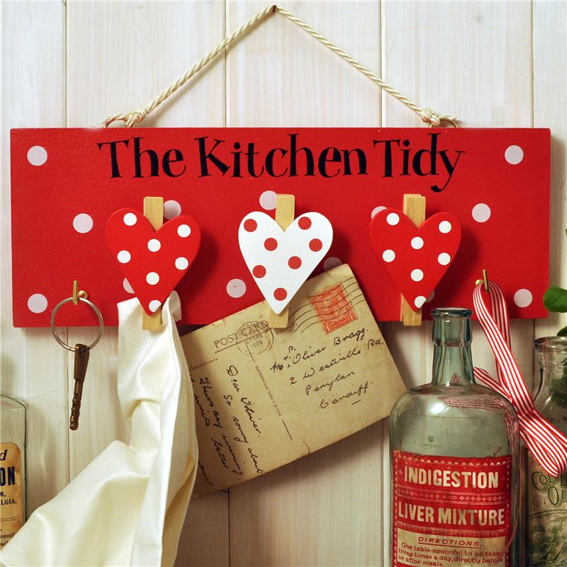 Order The Kitchen Tidy:  Hand painted wooden peg board (red)