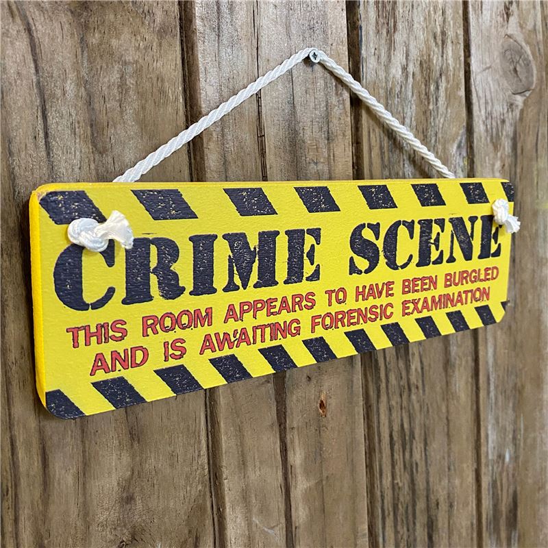 Order Hand Painted Wooden Door Sign:  Crime Scene