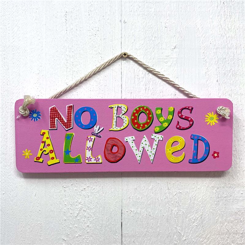 Order Hand Painted Wooden Door Sign:  No Boys Allowed