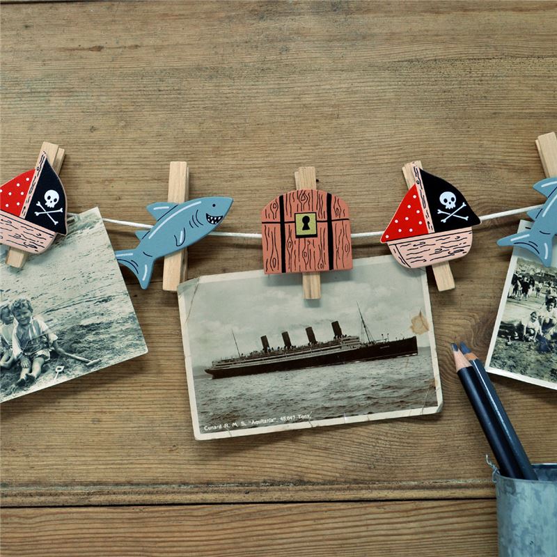 Order String of hand painted wooden pegs:  Pirate
