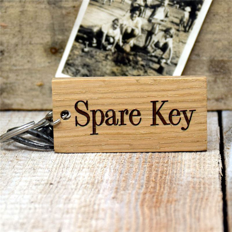 Solid Oak key ring :  The Spare Key
