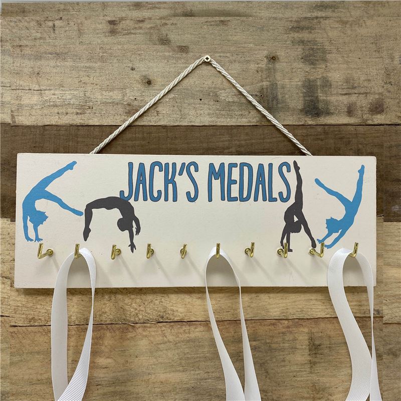 Order Personalised Gymnast Medals Board Blue