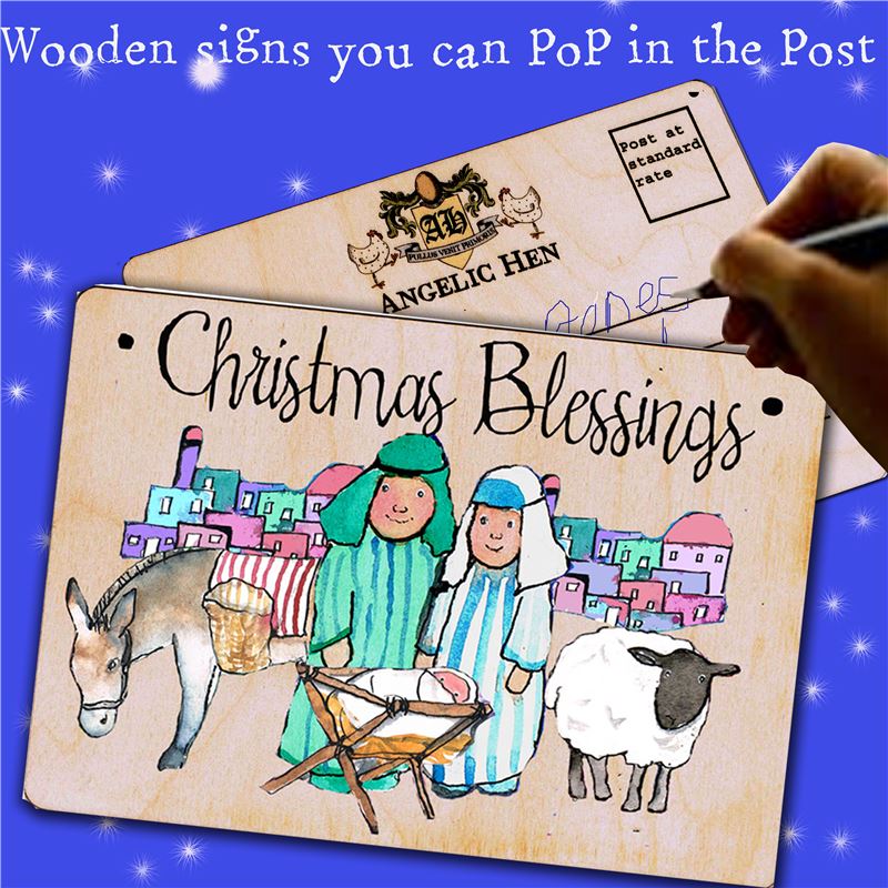 Christmas Blessings Wooden Postcard