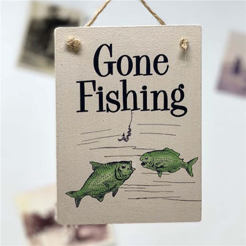 Wooden Hanging Sign - Gone Fishing