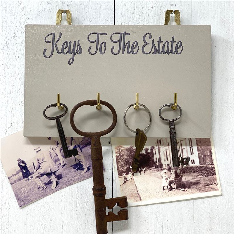 Copy of Wooden Key Rack: Keys to the Estate - pale blue