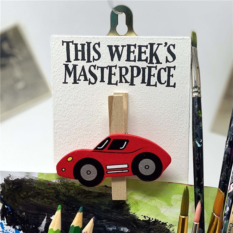 Hand Painted Wooden Peg:  This week‘s masterpiece (car)