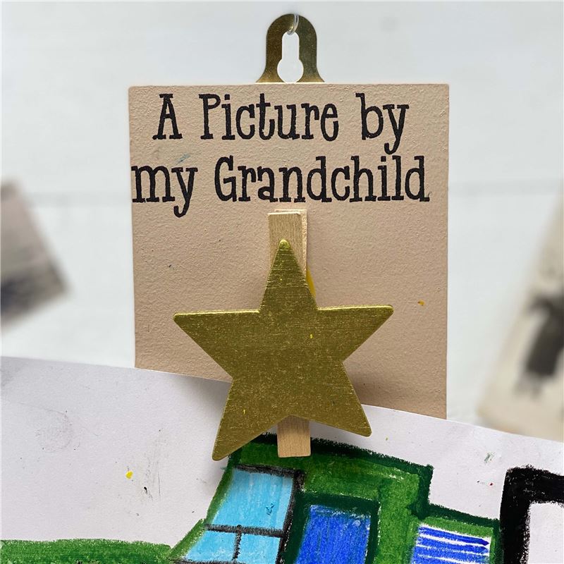 Hand Painted Wooden Peg:  A picture by my grandchild (cream)
