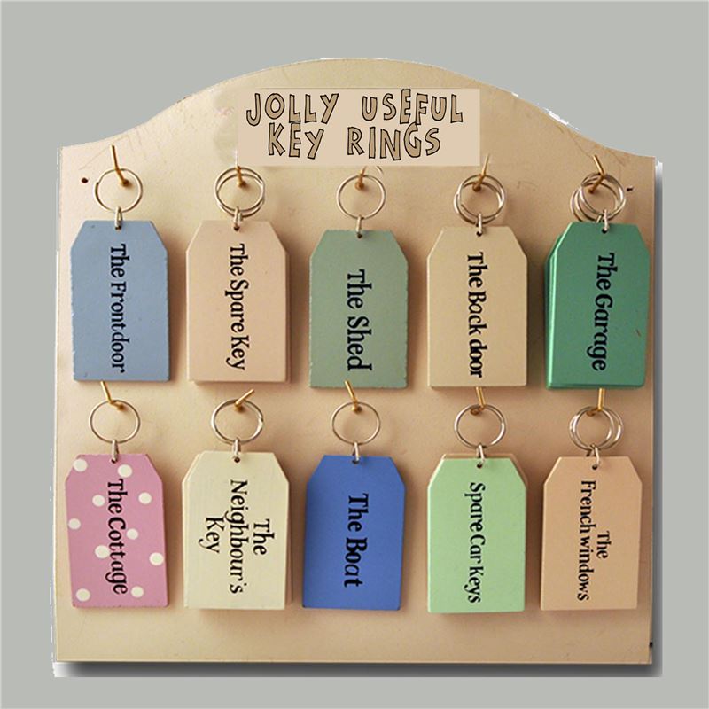 Wooden Display Stand For Key Rings - Cream